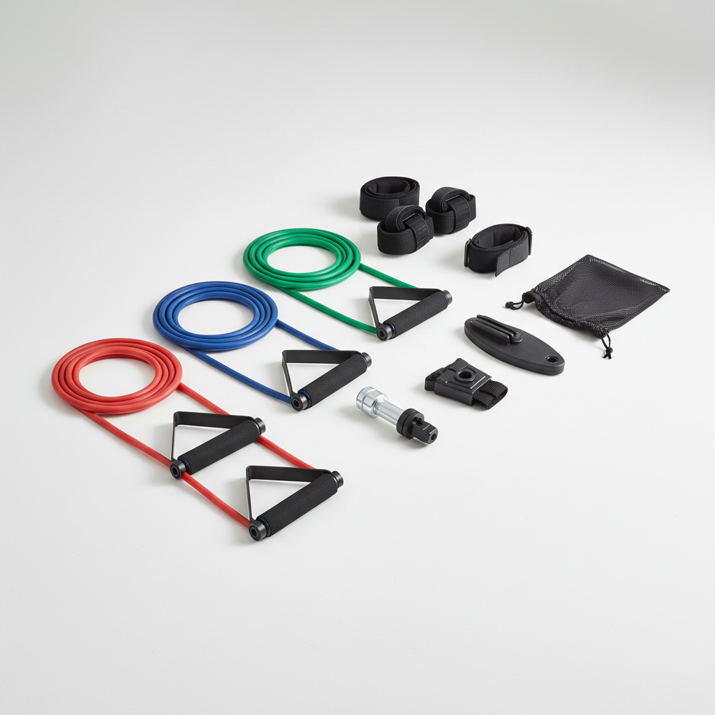 ProFlex Resistance Band Set - 5 colorful bands on gym floor